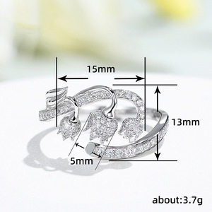 Bague ouverte en forme de bourgeon de rose pour femme, élégante, réglable, design floral, bijoux de mode pour les fêtes et le quotidien, cadeau - Product Image 5