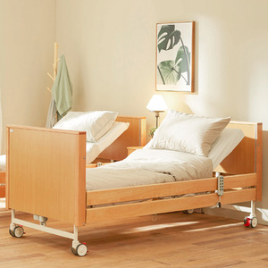 Cama Manual con Respaldo para Ancianos en Residencias, Estructura de Acero y Madera Sólida, Ajustable con Manivela, para Centros de Cuidado de Personas Mayores - Product Image 4