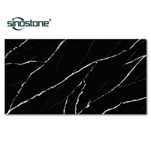Black marble looking artificial quartz surface. Nero marquina quartz. Noble marble design.Engineered Quartz Stone.