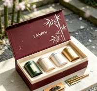 Scatola Regalo per Tè in Carta Rigida di Lusso Personalizzata con Logo, Chiusura Magnetica a Conchiglia, Stampa in Rilievo e Vassoio Interno in Spugna