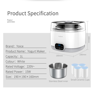 Yaourtière électrique personnalisée de 1 L, Fermenteur multifonctionnel 3-en-1 avec pot intérieur en SUS304 pour <span class=keywords><strong>yaourt</strong></span>, vin de riz et natto - Product Image 5