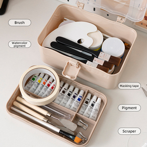 Caja de Almacenamiento de Plástico de 2 Niveles, Tipo Maleta, para <span class=keywords><strong>Manicura</strong></span>, Arte, Estudiantes, Artículos Diversos y Herramientas - Product Image 5