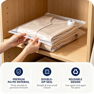 Sacs de rangement sous vide avec pompe manuelle, pochettes de compression pour vêtements, couvertures, édredons, rangement de voyage - Product Image 4