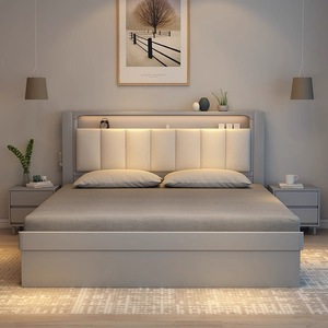 Hiện đại đơn giản thông minh da mềm đám mây đầu Hội Đồng Quản trị với chất lượng cao chiếu sáng lưu trữ giường - Product Image 1