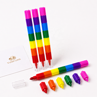 Crayons de cire à huile empilables 7 couleurs, 7 sections, 15 cm, non toxiques, pour art créatif et graffiti, ensemble carré