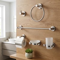 Ensemble de Douche et WC Quatre Pièces en Acier Inoxydable 304 avec Support et Étagère, Facile à Nettoyer, Accessoires de Salle de Bain Écologiques