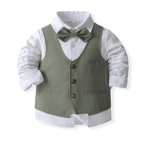 ชุดเสื้อผ้าทางการสำหรับเด็ก<span class=keywords><strong>1</strong></span>-5ปีชุดปาร์ตี้วันเกิดเด็กวัยหัดเดินเด็กผู้ชาย2ชิ้น - Product Image 2