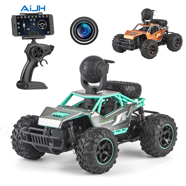AiJH 1:14 RC Car With Camera 720P WIFI FPV HD Camera 2.4G 4WD Off-Road Remote Control Climbing Rock Crawler Car Toys