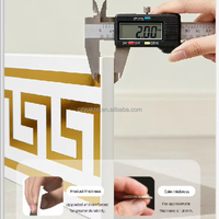 Stiker Dinding Geometris Modern Perekat Sendiri Lebar 10 cm Wallpaper Border Dekoratif untuk Lemari Dapur dan Toilet
