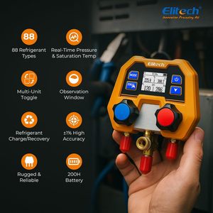 Manómetro Digital <span class=keywords><strong>Elitech</strong></span> para Sistemas de Refrigeración HVAC, Refrigerantes R410A/R454B/R32/R134, Presión y Temperatura - Product Image 2