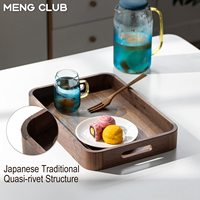 Plateau de service et de rangement portable en bois personnalisable, finition laquée, poignée sculptée, pour la vaisselle et le salon