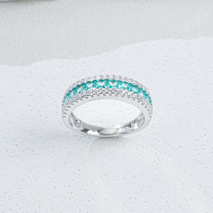 Classic 925 Sterling Silver Paraiba-Color Green <b>Garnet</b> Women's Anniversary & Wedding <b>Ring</b> - Product Image 1