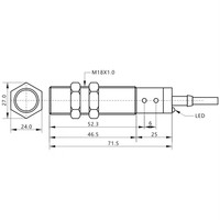 Sensor de Proximidad Capacitivo KDC18HKB08P3 con Diseño Cilíndrico Resistente a Químicos, M30, IP67, NPN/PNP, NO/NC, 40V DC, Pantalla LED