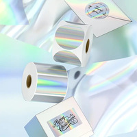 Grensoverschrijdende holografische laser plastic zilveren thermische labels gouden transparante roll-on label stickers waterdichte DIY print