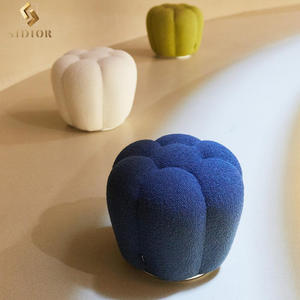 <span class=keywords><strong>Pouf</strong></span> Ottomano Rotondo di Lusso in Schiuma PU e Velluto Stile Francese per Hotel e Soggiorno Sgabello Panchina di Design Moderno - Product Image 3