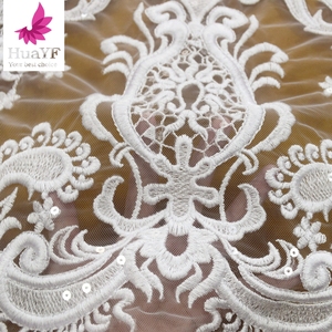 2022 più caldo bianco puro paillettes <span class=keywords><strong>ricamato</strong></span> tessuto <span class=keywords><strong>Tulle</strong></span> francese pizzo <span class=keywords><strong>per</strong></span> sposa nigeriano abito da sposa HY1553-3 - Product Image 3