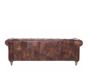 Canapé Chesterfield 3 places en cuir véritable, best-seller, capitonné de luxe avec accoudoirs roulés, design traditionnel, mobilier de villa - Product Image 5