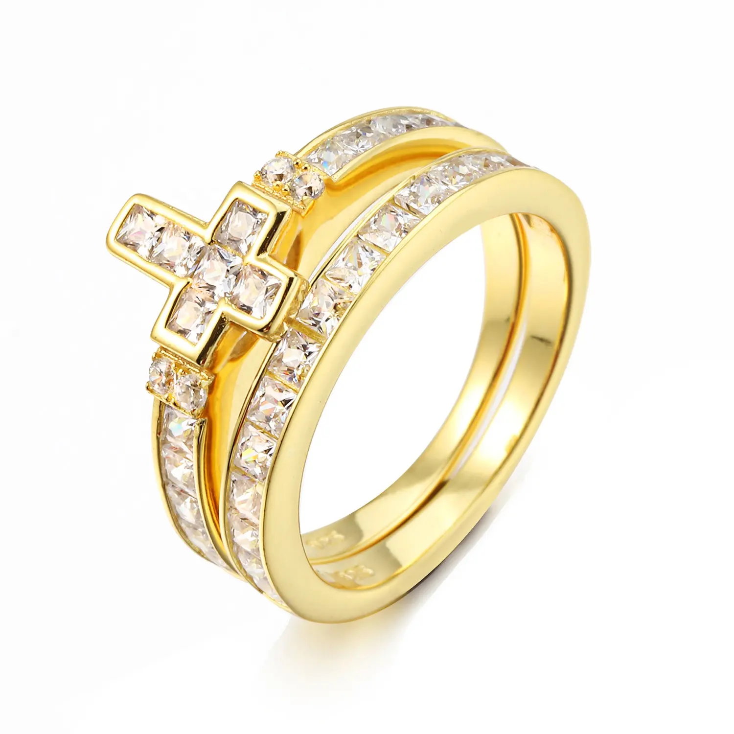 Элегантное позолоченное свадебное кольцо, новый дизайн, оптовая продажа, <span class=keywords><strong>Стерлингов</strong></span>ое Серебро 925 пробы