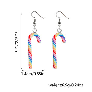 Regenbogen-Zuckerstangen-Ohrringe für <span class=keywords><strong>Damen</strong></span> und Mädchen, Weihnachtsdekoration, Accessoires, Schmuck, Geschenke - Product Image 3
