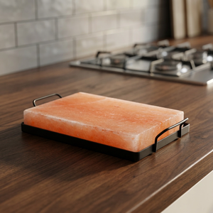 Wholesale Demaro Salt Premium Quality Himalayan Salt Cooking Slab <b>Iron</b>/Stainless Steel Holder Eco-Friendly Carved Technique - Product Image 1