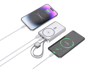 Nouvelle batterie externe magnétique à moule privé 15W 10000mAh PD 22.5W Charge rapide Chargeur portable avec béquille pliable Câbles doubles - Product Image 6