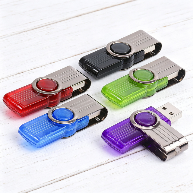 Multi Color Custom Logo New Plastic Swivel USB Flash Drive Enclosures 2.0 for Document Transfer Photo Video Archive Usage