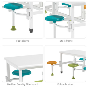 6 chỗ ngồi Dày Kim loại bàn ăn và ghế đặt cho trường học quán cà phê đồ nội thất cho sinh viên - Product Image 2