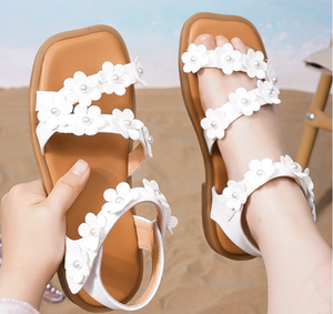 Nouvelles sandales d'été pour enfants, en cuir PU, à fleurs, mode, pour filles - Product Image 3