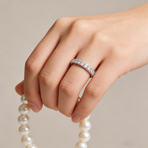 S925 <b>Silver</b> 14K Gold Plated Brilliant Cut 0.08ct Lab Grown Diamond Engagement <b>Ring</b> for <b>Men</b> Women IGI Certified Wedding Party - Product Image 5