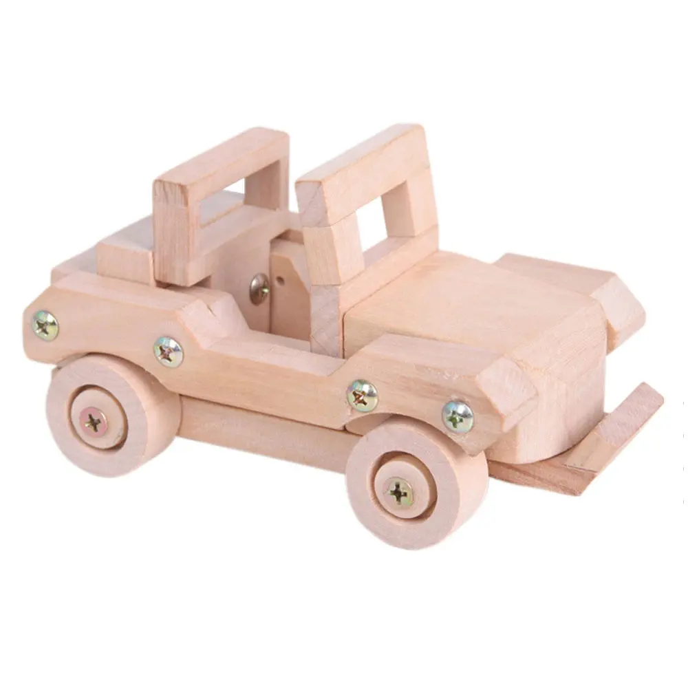 High Quality mixed handmade wooden children small toy car kids DIY Toy Truck