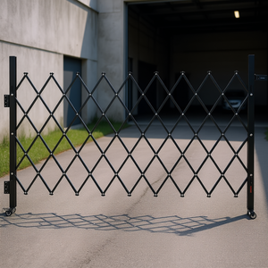 Barrière escamotable en acier à ciseaux pliables, verrouillable, à commande manuelle, pour extérieur, design industriel - Product Image 2