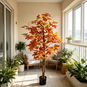 Árbol de Arce Artificial de 3 Tallos y 2 Ramas, Planta de Hojas Rojas Artificiales para Decoración de Jardín Zen y Bonsái, Árbol Resistente a los Rayos UV para Exteriores - Product Image 3