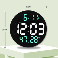 Nouvelle promotion Horloge murale numérique à affichage numérique à double LED bleue de 10,5 pouces avec télécommande, calendrier de l'heure des bus, date, salon