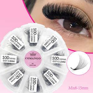 CoMango Extensions de cils pré-faits en éventail, Noir mat Cachemire, Volume moelleux, Soie Velours, Plateaux de cils 3D 6D 10D 12D 14D 16D - Product Image 1