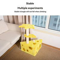 Pohon Kucing Bentuk Keju Modern dengan Tiang Garuk Sisal, Menara Panjat Bertingkat, Kandang Kucing & Mainan Tikus Gantung