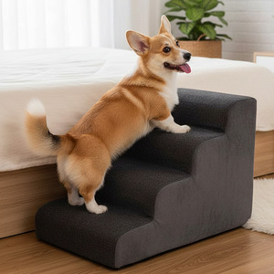 Rampa e <span class=keywords><strong>Scala</strong></span> a 4 Gradini per Cani e Gatti, per Divano e Sedia, con Rivestimento in Tessuto Impermeabile Antiscivolo e Resistente - Product Image 1