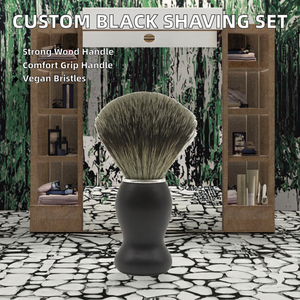 Brocha de Afeitar de Pelo Sintético con Logotipo Personalizado Negro, Brocha de Cuello para Barbería, Brocha de Afeitar Tradicional para Hombre, Mango de Madera, Soporte para Maquinilla de Afeitar - Product Image 2