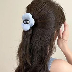 Simple Plaid & Polka Dot Cute Flower Pearl Hair Claw Clips Women Back <b>Head</b> Half Up Hair <b>Styling</b> Barrettes - Product Image 4