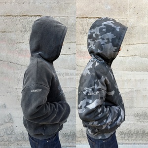 เสื้อฮู้ดดี้ลายวาฟเฟิลแบบสวมหัว สีซีดจาง สไตล์สตรีทแวร์ เสื้อแจ็คเก็ตโค้ทลายพรางแบบกลับด้านได้ เสื้อฮู้ดดี้ซิปแบบกลับด้านได้ ผ้าวาฟเฟิลเก็บความร้อน - Product Image 2
