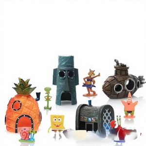 Decoración para Acuario, Figura de Plástico de Dibujos Animados, <span class=keywords><strong>Casa</strong></span> de <span class=keywords><strong>Piña</strong></span> y Cangrejo Ecológica y Creativa, Muñeco de PVC Baboney - Product Image 1