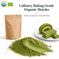 Poudre de Matcha Bio Demeter HALAL 4A Qualité Culinaire et Pâtissière, Thé Vert Matcha en Poudre 800-1000 Mesh, Origine Ferme Biologique