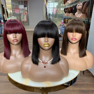 Perruques en cheveux humains de couleur 4, prix de gros, avec frange en dentelle 3*1, 10 pouces - Product Image 3