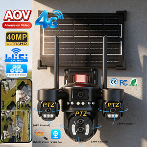 3PTZ 5Lenses 4Views Outdoor 4G Sim Card Solar Powered Wifi Video Audio PTZ Network Wireless IP CCTV Surveillance Security <b>Camera</b> - Product Image 1