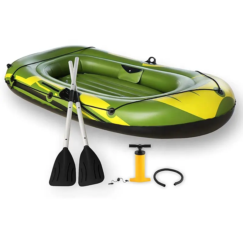 Green Adult Raft Rowing Fishing Boat Paddle Kayak Inflatable PVC Portable Water Sports Canoe