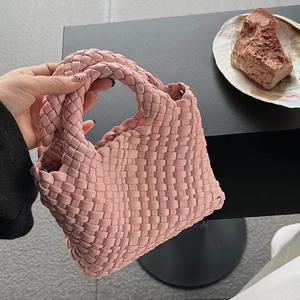 女性用純粋な手織りネオプレンミニトートバッグオープンクロージャータイプカラフルウィーブビーチクロスボディハンドバッグ - Product Image 2