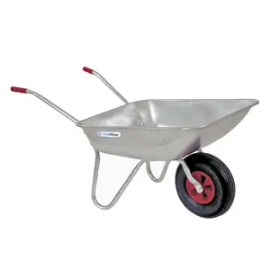 Brouette robuste de 65 L <span class=keywords><strong>en</strong></span> acier galvanisé avec revêtement <span class=keywords><strong>en</strong></span> <span class=keywords><strong>zinc</strong></span> de 120 g, chariot de <span class=keywords><strong>jardin</strong></span> avec pneu gonflable pour jardins et cours - Product Image 2