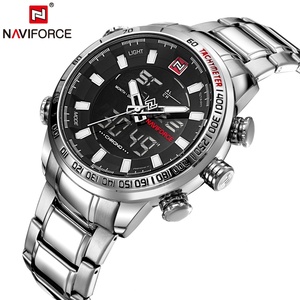NAVIFORCE 9093 Men Stainless Steel Sport Watches Mens LED Analog Digital Watch Male Stainless Quartz <b>Clock</b> Relogio Masculin - Product Image 2