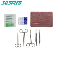 Kit de pratique de suture amélioré en 6 parties avec étui de rangement enroulable, coussin de suture en silicone de qualité médicale