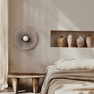 Lámpara de Pared de Madera de Estilo Wabi-Sabi, Decorativa, de Madera <span class=keywords><strong>Original</strong></span> Japonesa, Redonda, para Escalera, Diseño Antiguo - Product Image 3