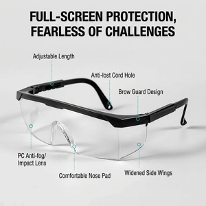 Professional High Impact Resistant Safety Goggles Anti-Fog Anti-Scratch PC Lens Protective Eyewear with <b>Adjustable</b> Temple - Product Image 3